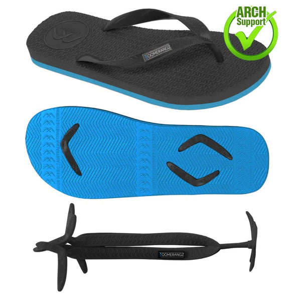 Boomerangz Regular Black/ Blue Thongs + Additional Straps